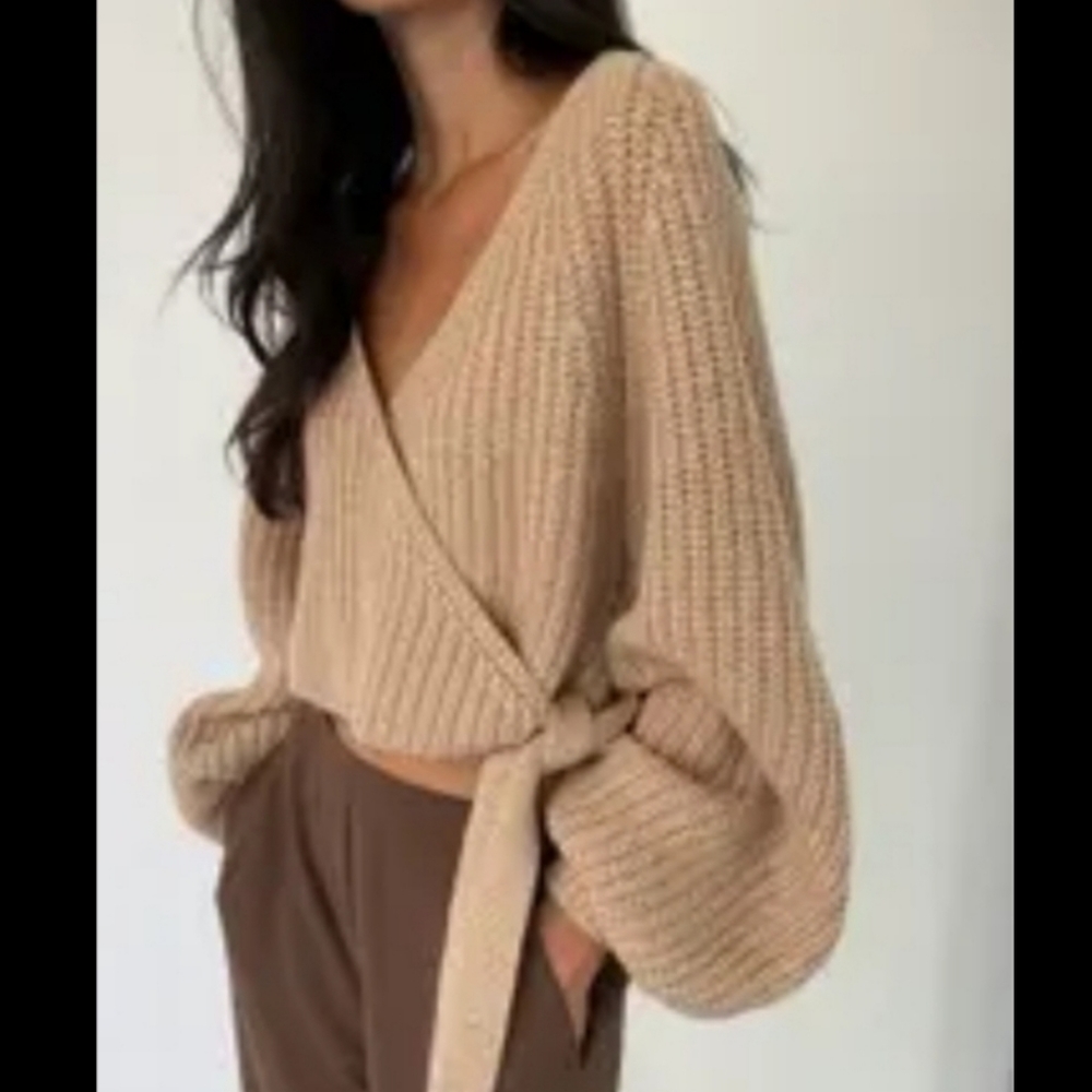 Oak + Fort Wrap Crop Cardigan Size S